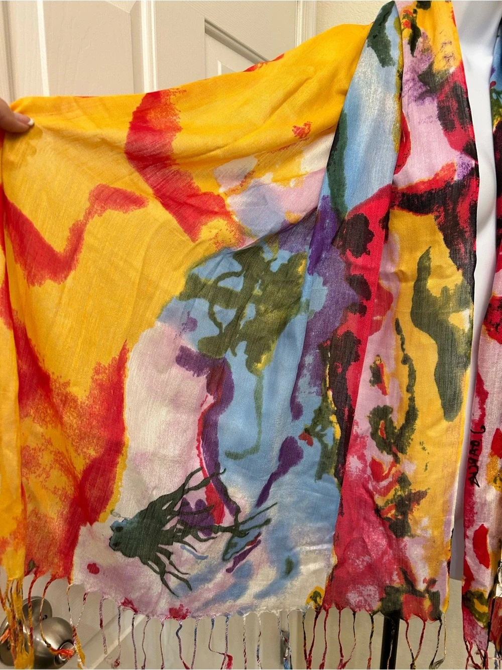 Calling all “Deadheads” Jerry Garcia Abstract Multicolor Print Scarf 100%Viscose
